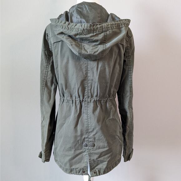 Ambiance Olive Green Hooded Cinched Waist Lightweight Utility Jacket Size Medium - Picture 5 of 9
